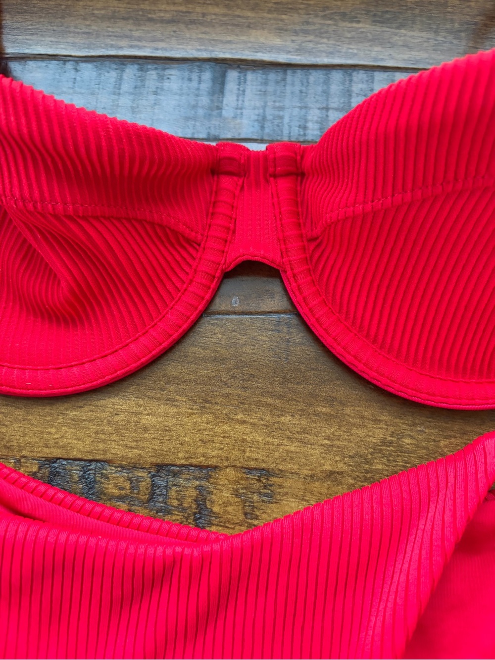 OneOne Swimwear Ribbed Red Bikini Set - Picture 7 of 8